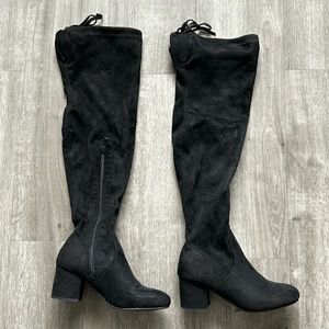 Miss Lola Black Knee High Boots